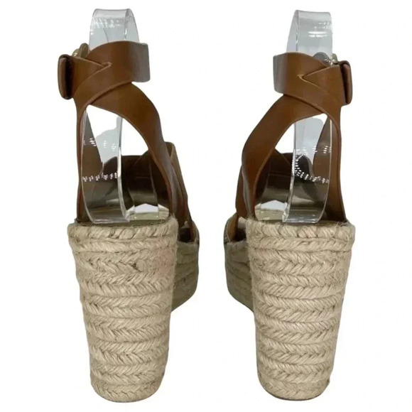 Marc Fisher LTD Abacia Tan Leather Espadrille Womens Platform Sandals 9M - Picture 6 of 15